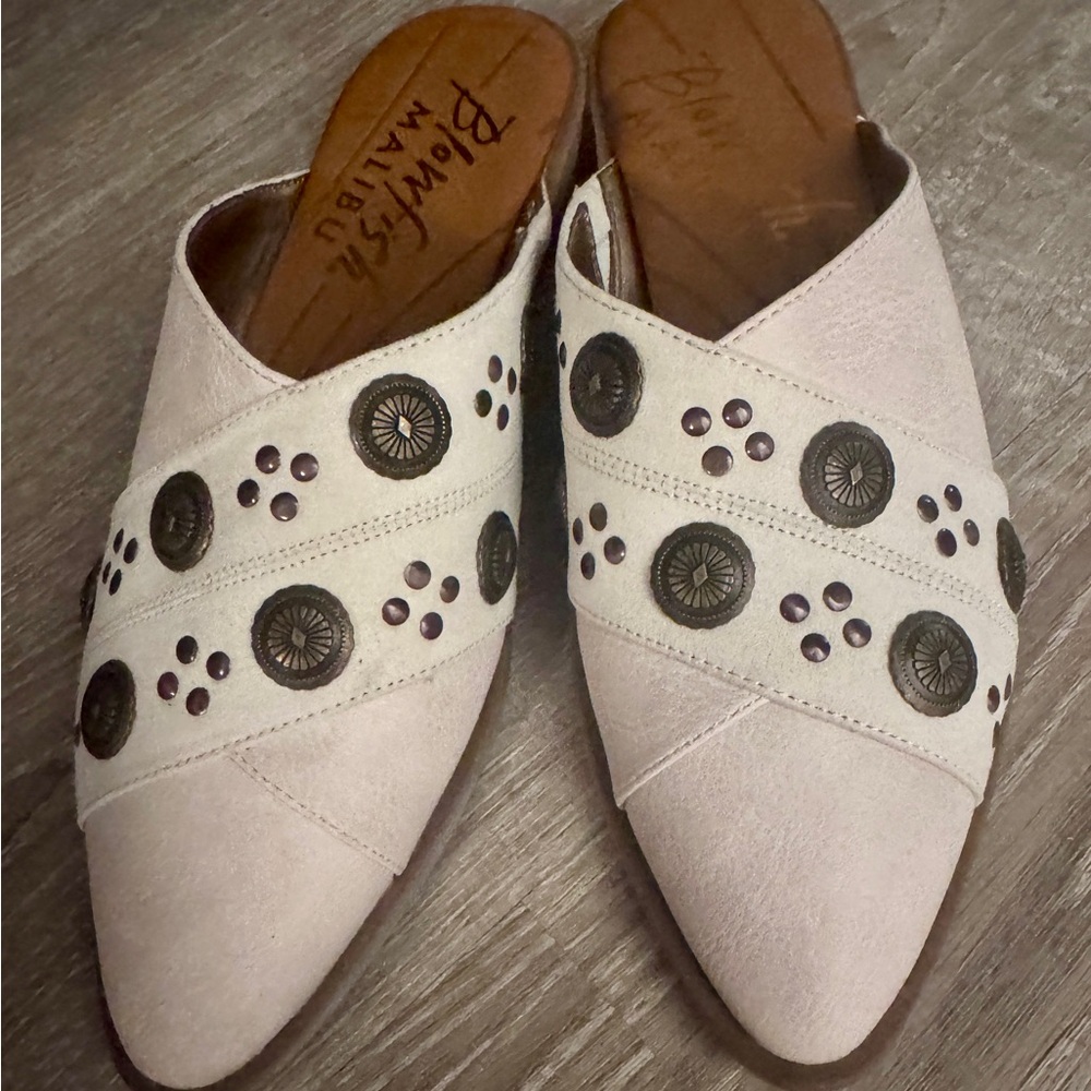 Blowfish Cream Studded Slip-On Mules